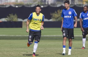 Durante o treino desta manh no CT Joaquim Grava, Parque Ecolgico do Tiete, zona leste de So Paulo, se preparando para o amisoto de amanh em Uberaba/MG contra o Uberaba. O prximo jogo da equipe ser dia 17/07, contra o Internacional/RS, na Arena Corinthians, vlido pela 10 rodada do Campeonato Brasileiro de 2014