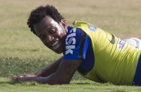 Durante o treino desta manh no CT Joaquim Grava, Parque Ecolgico do Tiete, zona leste de So Paulo, se preparando para o amisoto de amanh em Uberaba/MG contra o Uberaba. O prximo jogo da equipe ser dia 17/07, contra o Internacional/RS, na Arena Corinthians, vlido pela 10 rodada do Campeonato Brasileiro de 2014