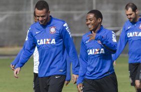 Durante o treino esta manh no CT Joaquim Grava, Parque Ecolgico do Tiete, zona leste de So Paulo. O prximo jogo da equipe ser dia 17/07, contra o Internacional/RS, na Arena Corinthians, vlido pela 10 rodada do Campeonato Brasileiro de 2014