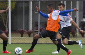 Durante o treino esta manh no CT Joaquim Grava, Parque Ecolgico do Tiete, zona leste de So Paulo. O prximo jogo da equipe ser dia 17/07, contra o Internacional/RS, na Arena Corinthians, vlido pela 10 rodada do Campeonato Brasileiro de 2014