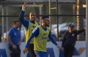 Durante o treino esta tarde no CT Joaquim Grava, Parque Ecolgico do Tiete, zona leste de So Paulo. O prximo jogo da equipe ser amanh dia 17/07, contra o Internacional/RS, na Arena Corinthians, vlido pela 10 rodada do Campeonato Brasileiro de 2014