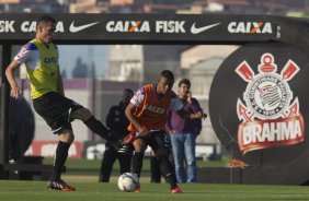 Durante o treino desta tarde no CT Joaquim Grava, Parque Ecolgico do Tiete, zona leste de So Paulo. O prximo jogo da equipe ser quarta-feira, dia 23/07, contra o Bahia/BA, jogo de ida vlido pela Copa do Brasil 2014