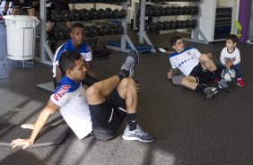 Durante o treino desta tarde no CT Joaquim Grava, Parque Ecolgico do Tiete, zona leste de So Paulo. O prximo jogo da equipe ser quarta-feira, dia 23/07, contra o Bahia/BA, jogo de ida vlido pela Copa do Brasil 2014