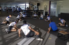 Durante o treino desta tarde no CT Joaquim Grava, Parque Ecolgico do Tiete, zona leste de So Paulo. O prximo jogo da equipe ser quarta-feira, dia 23/07, contra o Bahia/BA, jogo de ida vlido pela Copa do Brasil 2014