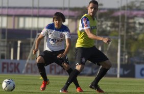 Durante o treino desta tarde no CT Joaquim Grava, Parque Ecolgico do Tiete, zona leste de So Paulo. O prximo jogo da equipe ser quarta-feira, dia 23/07, contra o Bahia/BA, jogo de ida vlido pela Copa do Brasil 2014