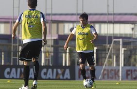 Durante o treino desta tarde no CT Joaquim Grava, Parque Ecolgico do Tiete, zona leste de So Paulo. O prximo jogo da equipe ser quarta-feira, dia 23/07, contra o Bahia/BA, jogo de ida vlido pela Copa do Brasil 2014