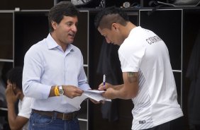 Nos vestiários antes do jogo entre Corinthians x Bahia/BA, realizada esta noite na Arena Corinthians, jogo de ida válido pela Copa do Brasil 2014