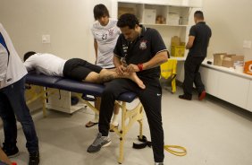 Nos vestiários antes do jogo entre Corinthians x Bahia/BA, realizada esta noite na Arena Corinthians, jogo de ida válido pela Copa do Brasil 2014