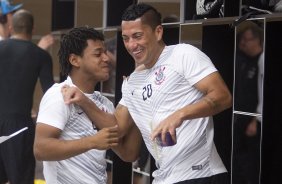 Nos vestiários antes do jogo entre Corinthians x Bahia/BA, realizada esta noite na Arena Corinthians, jogo de ida válido pela Copa do Brasil 2014