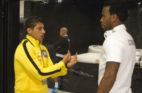 Nos vestiários antes do jogo entre Corinthians x Bahia/BA, realizada esta noite na Arena Corinthians, jogo de ida válido pela Copa do Brasil 2014