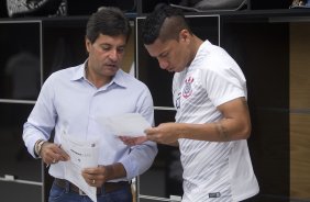 Nos vestiários antes do jogo entre Corinthians x Bahia/BA, realizada esta noite na Arena Corinthians, jogo de ida válido pela Copa do Brasil 2014