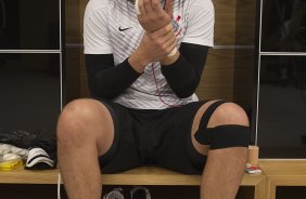 Nos vestiários antes do jogo entre Corinthians x Palmeiras, realizado esta tarde na Arena Corinthians, válido pela 12ª rodada do Campeonato Brasileiro de 2014