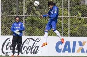 Durante o treino desta manh no CT Joaquim Grava, Parque Ecolgico do Tiete, zona leste de So Paulo. O prximo jogo da equipe ser domingo, dia 03/08, contra o Coritiba, no estdio Couto Pereira, jogo vlido pela 13 rodada do Campeonato Brasileiro de 2014