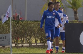 Durante o treino desta manh no CT Joaquim Grava, Parque Ecolgico do Tiete, zona leste de So Paulo. O prximo jogo da equipe ser domingo, dia 03/08, contra o Coritiba, no estdio Couto Pereira, jogo vlido pela 13 rodada do Campeonato Brasileiro de 2014