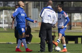 Durante o treino desta manh no CT Joaquim Grava, Parque Ecolgico do Tiete, zona leste de So Paulo. O prximo jogo da equipe ser domingo, dia 03/08, contra o Coritiba, no estdio Couto Pereira, jogo vlido pela 13 rodada do Campeonato Brasileiro de 2014