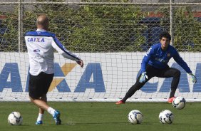 Durante o treino desta manh no CT Joaquim Grava, Parque Ecolgico do Tiete, zona leste de So Paulo. O prximo jogo da equipe ser domingo, dia 03/08, contra o Coritiba, no estdio Couto Pereira, jogo vlido pela 13 rodada do Campeonato Brasileiro de 2014