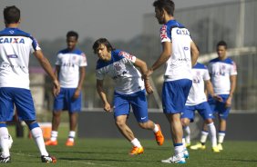 Durante o treino desta manh no CT Joaquim Grava, Parque Ecolgico do Tiete, zona leste de So Paulo. O prximo jogo da equipe ser amanh, domingo, dia 03/08, contra o Coritiba, no estdio Couto Pereira, jogo vlido pela 13 rodada do Campeonato Brasileiro de 2014