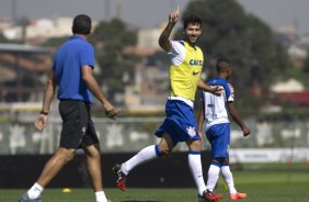 Durante o treino desta manh no CT Joaquim Grava, Parque Ecolgico do Tiete, zona leste de So Paulo. O prximo jogo da equipe ser amanh, domingo, dia 03/08, contra o Coritiba, no estdio Couto Pereira, jogo vlido pela 13 rodada do Campeonato Brasileiro de 2014