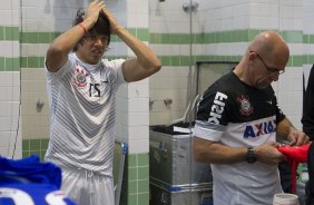Nos vestiários antes do jogo entre Coritiba x Corinthians realizado esta tarde no estádio Couto Pereira, em Curitiba, válido pela 13ª rodada do Campeonato Brasileiro de 2014