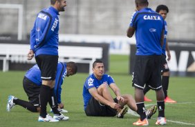 Durante o treino desta tarde no CT Joaquim Grava, Parque Ecolgico do Tiete, zona leste de So Paulo. O prximo jogo da equipe ser amanh, sbado, dia 16/08, contra o Bahia/BA, na Arena Corinthians,valido pela 15 rodada do Campeonato Brasileiro de 2014