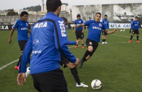 Durante o treino desta tarde no CT Joaquim Grava, Parque Ecolgico do Tiete, zona leste de So Paulo. O prximo jogo da equipe ser amanh, sbado, dia 16/08, contra o Bahia/BA, na Arena Corinthians,valido pela 15 rodada do Campeonato Brasileiro de 2014