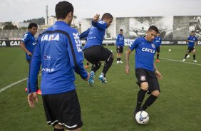 Durante o treino desta tarde no CT Joaquim Grava, Parque Ecolgico do Tiete, zona leste de So Paulo. O prximo jogo da equipe ser amanh, sbado, dia 16/08, contra o Bahia/BA, na Arena Corinthians,valido pela 15 rodada do Campeonato Brasileiro de 2014