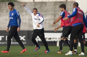 Durante o treino desta tarde no CT Joaquim Grava, Parque Ecolgico do Tiete, zona leste de So Paulo. O prximo jogo da equipe ser amanh, sbado, dia 16/08, contra o Bahia/BA, na Arena Corinthians,valido pela 15 rodada do Campeonato Brasileiro de 2014