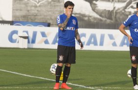 Durante o treino desta tarde no CT Joaquim Grava, Parque Ecolgico do Tiete, zona leste de So Paulo. O prximo jogo da equipe ser amanh, quarta-feira, dia 27/08, na Arena Pantanal, contra Bragantino/SP, jogo de ida da Copa do Brasil 2014