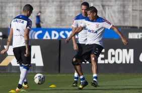 Durante o treino desta tarde no CT 'Joaquim Grava', no Parque Ecolgico do Tiete, zona leste de So Paulo. O prximo jogo da equipe ser domingo dia 03/09, contra o Criciuma/SC, no estdio Heriberto Hulse, vlido pela 19. rodada do Campeonato Brasileiro de 2014