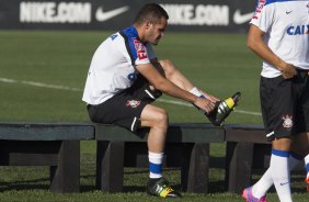 Durante o treino desta tarde no CT 'Joaquim Grava', no Parque Ecolgico do Tiete, zona leste de So Paulo. O prximo jogo da equipe ser domingo dia 03/09, contra o Criciuma/SC, no estdio Heriberto Hulse, vlido pela 19. rodada do Campeonato Brasileiro de 2014