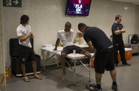 Nos vestiários antes do jogo entre Flamengo x Corinthians, realizado esta tarde no estádio do Maracanã, válido pela 21ª rodada do Campeonato Brasileiro de 2014
