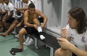 Nos vestiários antes da partida entre Corinthians x Vitoria/BA, realizada esta noite na Arena Pantanal, válida pela 30ª rodada do Campeonato Brasileiro de 2014