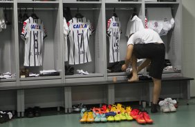 Nos vestiários antes da partida entre Corinthians x Vitoria/BA, realizada esta noite na Arena Pantanal, válida pela 30ª rodada do Campeonato Brasileiro de 2014