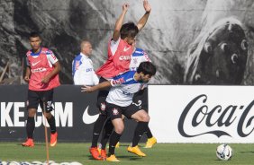 Durante o treino desta tarde no CT Joaquim Grava, zona leste da cidade. O prximo jogo da equipe ser sbado, dia 01/11, contra o Coritiba, na Arena Corinthians, vlido pela 32 rodada do Campeonato Brasileiro de 2014