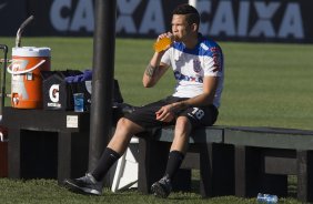 Durante o treino desta tarde no CT Joaquim Grava, zona leste da cidade. O prximo jogo da equipe ser sbado, dia 01/11, contra o Coritiba, na Arena Corinthians, vlido pela 32 rodada do Campeonato Brasileiro de 2014