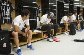Nos vestirios antes do jogo entre Corinthians x Santos, realizado esta tarde na Arena Corinthians, vlido pela 33 rodada do Campeonato Brasileiro de 2014