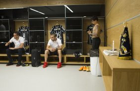 Nos vestirios antes do jogo entre Corinthians x Santos, realizado esta tarde na Arena Corinthians, vlido pela 33 rodada do Campeonato Brasileiro de 2014