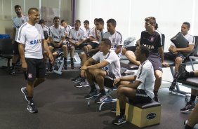 Durante a reapresentacao dos jogadores esta tarde no CT Joaquim Grava, zona leste da cidade. O próximo jogo da equipe será dia 15/01no torneio internacional, em Orlando/EUA, contra o Colonia da Alemanha