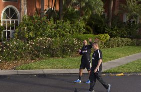 Jogadores durante treino esta manh em uma academia na cidade de Fort Lauderlale. O prximo jogo da equipe ser dia 15/01no torneio internacional, em Orlando/EUA, contra o Colonia da Alemanha