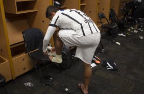 Nos vestirios antes do jogo entre Corinthians/Brasil x Bayer Leverkusen/Alemanha realizado esta tarde no Everbank Field, na cidade de Jacksonville/EUA, vlido pela Florida Cup 2015