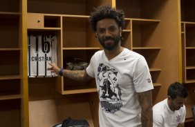 Nos vestirios antes do jogo entre Corinthians/Brasil x Bayer Leverkusen/Alemanha realizado esta tarde no Everbank Field, na cidade de Jacksonville/EUA, vlido pela Florida Cup 2015