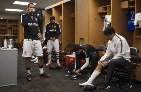 Nos vestirios antes do jogo entre Corinthians/Brasil x Bayer Leverkusen/Alemanha realizado esta tarde no Everbank Field, na cidade de Jacksonville/EUA, vlido pela Florida Cup 2015