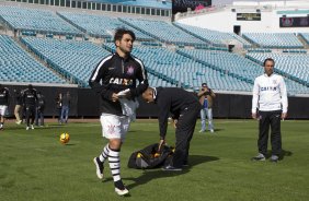 Nos vestirios antes do jogo entre Corinthians/Brasil x Bayer Leverkusen/Alemanha realizado esta tarde no Everbank Field, na cidade de Jacksonville/EUA, vlido pela Florida Cup 2015