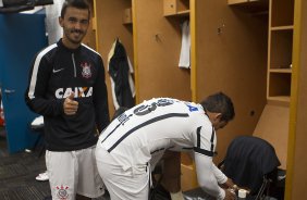 Nos vestirios antes do jogo entre Corinthians/Brasil x Bayer Leverkusen/Alemanha realizado esta tarde no Everbank Field, na cidade de Jacksonville/EUA, vlido pela Florida Cup 2015