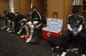 Nos vestirios antes do jogo entre Corinthians/Brasil x Bayer Leverkusen/Alemanha realizado esta tarde no Everbank Field, na cidade de Jacksonville/EUA, vlido pela Florida Cup 2015