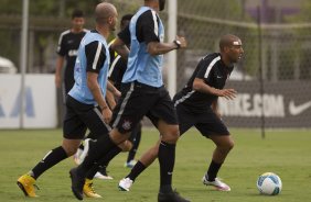 Durante o treino desta manh no CT Joaquim Grava, zona leste da cidade. O prximo jogo da equipe ser contra o Corinthian Casuals, da Inglaterra, sbado, dia 24/01, na Arena Corinthians, em homenagem ao co-irmo