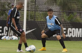 Durante o treino desta manh no CT Joaquim Grava, zona leste da cidade. O prximo jogo da equipe ser contra o Corinthian Casuals, da Inglaterra, sbado, dia 24/01, na Arena Corinthians, em homenagem ao co-irmo