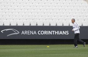 Durante o treino desta tarde na Arena Corinthians, zona leste da cidade. O prximo jogo da equipe ser contra o Corinthian Casuals, da Inglaterra, sbado, dia 24/01, na Arena Corinthians, em homenagem ao co-irmo