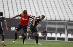 Durante o treino desta tarde na Arena Corinthians, zona leste da cidade. O prximo jogo da equipe ser contra o Corinthian Casuals, da Inglaterra, sbado, dia 24/01, na Arena Corinthians, em homenagem ao co-irmo