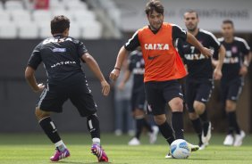 Durante o treino desta tarde na Arena Corinthians, zona leste da cidade. O próximo jogo da equipe será contra o Corinthian Casuals, da Inglaterra, sábado, dia 24/01, na Arena Corinthians, em homenagem ao co-irmão